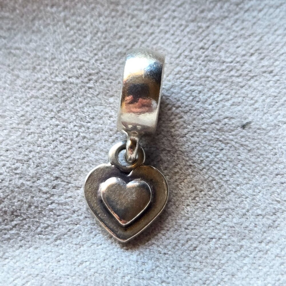 Heart on Heart Pandora Charm in Sterling Silver